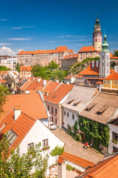 Cesky Krumlov castle, Çek Cumhuriyeti, Avrupa ile ortaçağdan kalma şehir görünümünü.