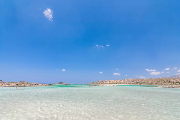 Praia Elafonissi Com Água Cristalina Lagoa Sudoeste Ilha Creta Grécia — Fotografia de Stock