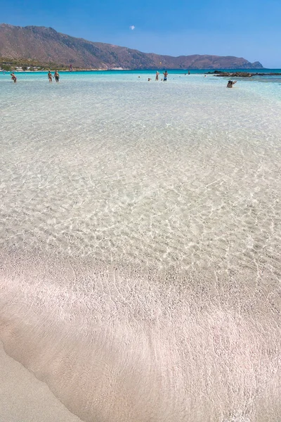 Praia Elafonissi Com Água Cristalina Lagoa Sudoeste Ilha Creta Grécia — Fotografia de Stock