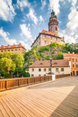 Cesky Krumlov castle, Çek Cumhuriyeti, Avrupa ile ortaçağdan kalma şehir görünümünü.
