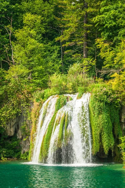 Καταρράκτης Τυρκουάζ Λίμνη Plitvice Εθνικό Πάρκο Των Λιμνών Στην Κροατία — Φωτογραφία Αρχείου