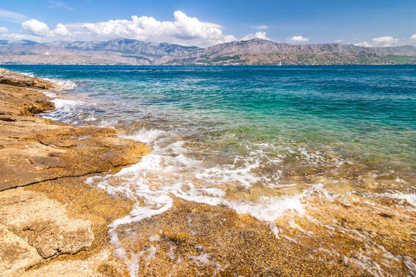 Vista Mar Costa Montaña Croacia Desde Isla Brac Croacia Europa — Foto de Stock