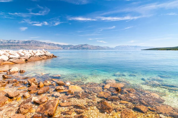 Vista Sul Mare Costa Montana Della Croazia Dall Isola Brac — Foto Stock