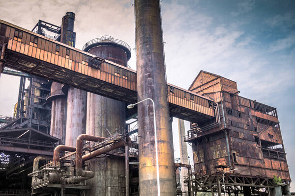 Industrial architecture of ironworks in Lower Vitkovice, Ostrava town, Czech Republic, Europe.