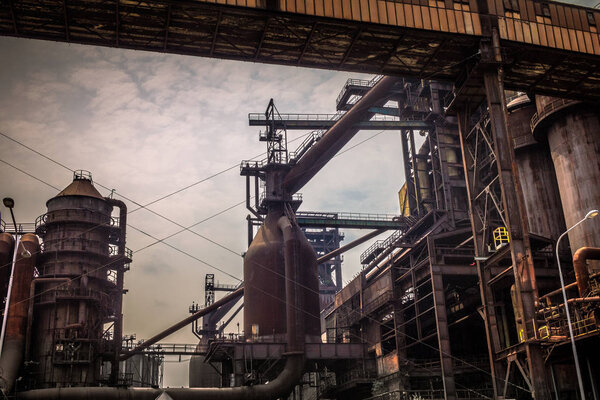 Industrial architecture of ironworks in Lower Vitkovice, Ostrava town, Czech Republic, Europe.