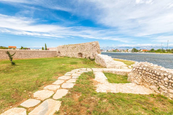 City walls of Nin town in the Zadar County of Croatia.