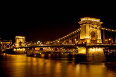 The famous Chain Bridge in Budapest, Hungary. clipart