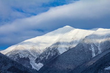 Batı Tatras dağlarında kış manzarası karla kaplıdır..