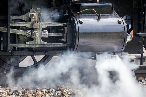 Detail of steam discharge from locomotive.
