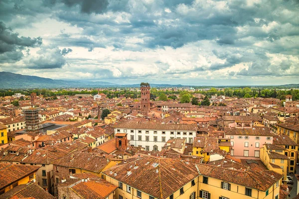 Top Pohled Historické Centrum Města Lucca Toskánsku Itálie Evropa — Stock fotografie