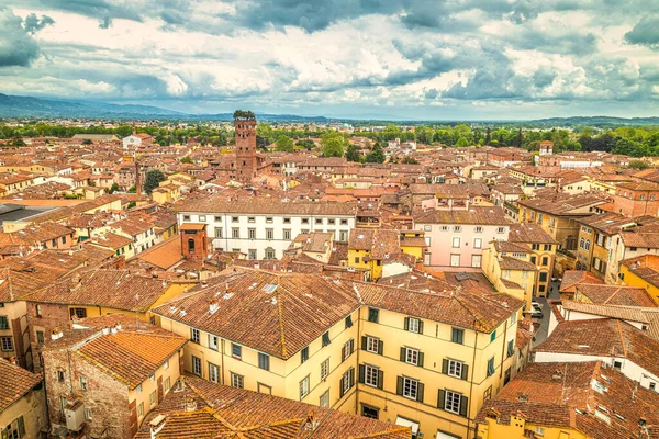 Vista Superior Del Centro Histórico Ciudad Lucca Toscana Italia Europa — Foto de Stock