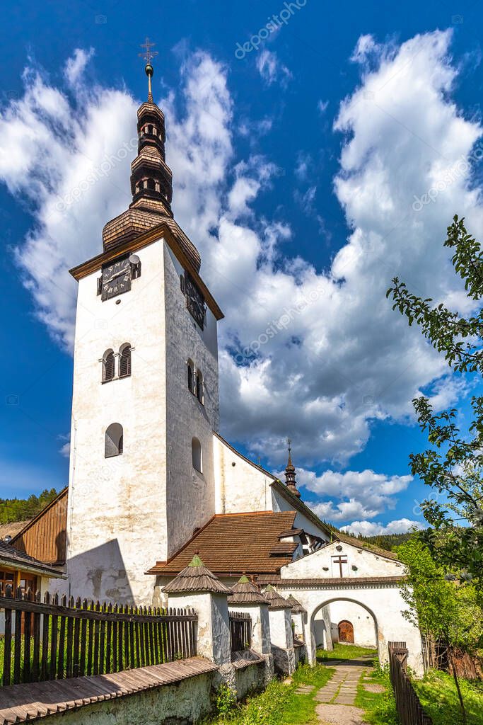 Church in The Spania Dolina village, Slovakia, Europe.