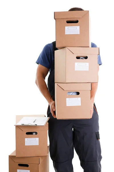 Specialist courier delivery service carries boxes — Stock Photo, Image
