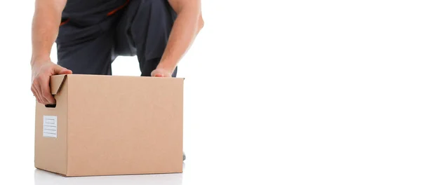 Specialist courier delivery service carries boxes — Stock Photo, Image