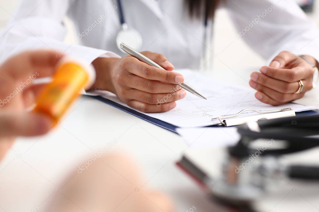 Female medicine doctor hand hold