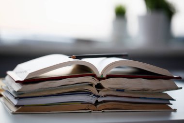 Ofiste evde tabloda kitaplar yalan