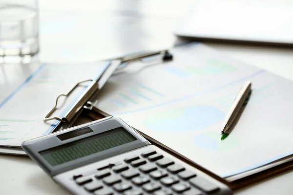 Silver calculator with gray keyboard is lying — Stock Photo, Image