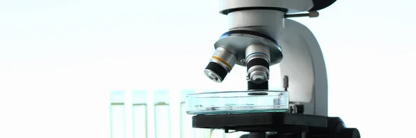 Mikroskopet head i bakgrunden — Stockfoto