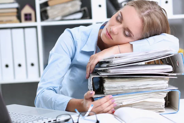 Lot of work wait for tired and exhausted woman — Stock Photo, Image