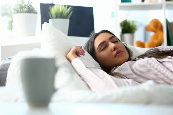 Beautiful indian woman peacefully lying — Stock Photo, Image