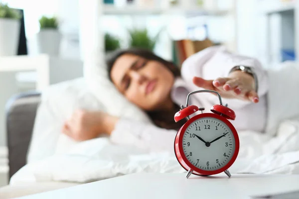 Sleepy young woman portrait with one — Stock Photo, Image