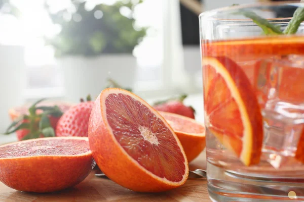 Red orange punch home made cocktail closeup — Stok Foto