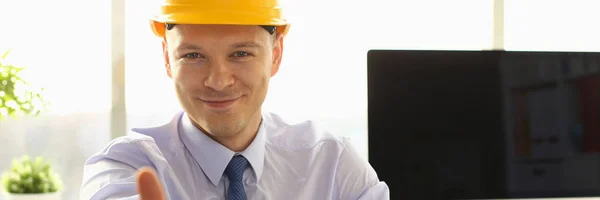 Handsome Architect Thumb Up in Engineering Office — Stock Photo, Image
