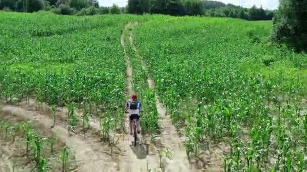 산악 자전거를 타고 있는 젊은이 — 비디오