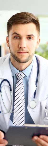 Happy doctor at workplace — Stock Photo, Image