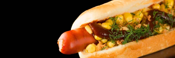 Hotdog no canto inferior direito para — Fotografia de Stock