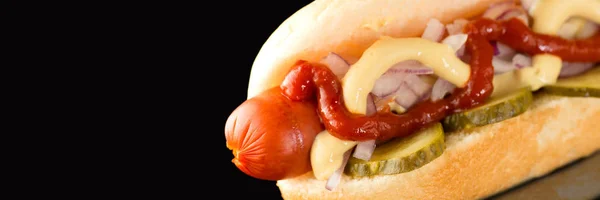 Hotdog no canto inferior direito para — Fotografia de Stock