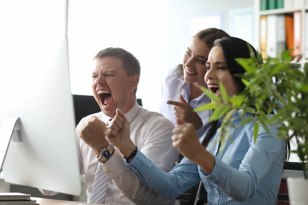 stock image Group people in office correctly solved problem