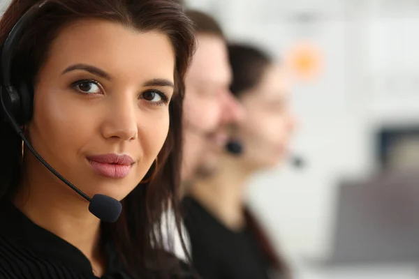 Close up of brunette girl that being at work — Stock Photo, Image