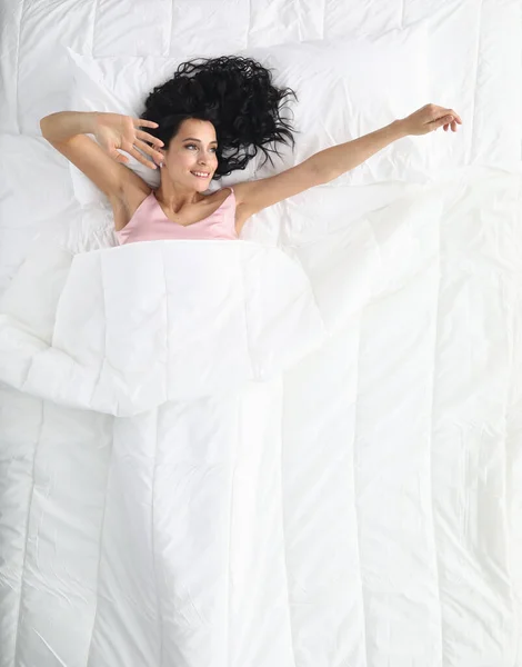 Persona feliz y alegre en la cama —  Fotos de Stock