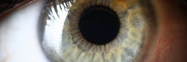 Closeup, pupila humana verde saudável, diagnóstico ocular — Fotografia de Stock