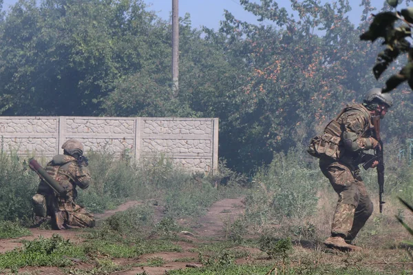 Région Donezk Ukraine Juillet 2018 Une Formation Unité Militaire Secteur — Photo