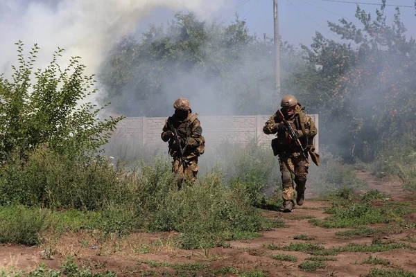 Région Donezk Ukraine Juillet 2018 Une Formation Unité Militaire Secteur — Photo