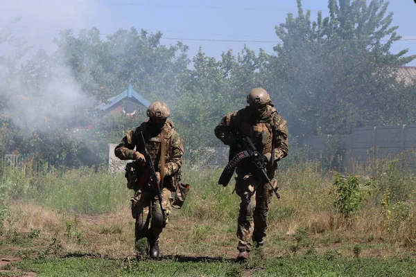 Région Donezk Ukraine Juillet 2018 Une Formation Unité Militaire Secteur — Photo