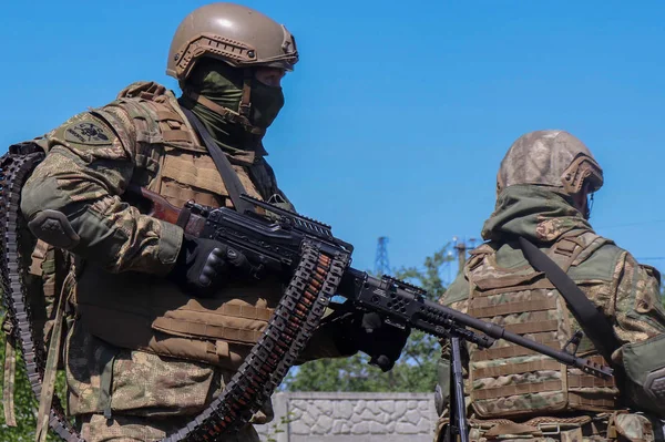 Donezk Region Ukraine Juli 2018 Ausbildung Der Militäreinheit Rechter Sektor lizenzfreie Stockbilder