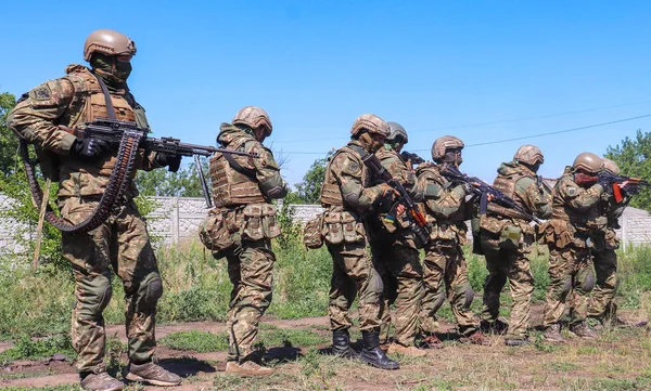 Donezk Region Ukraine Juli 2018 Ausbildung Der Militäreinheit Rechter Sektor Stockbild