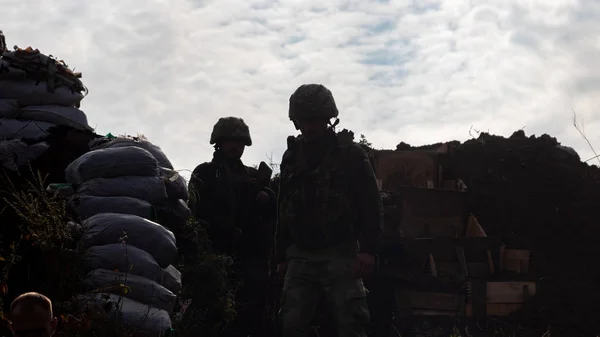 Donbass Doněcký Kraj Ukrajina Září 2019 Vojáci Ukrajinské Armády Frontě — Stock fotografie