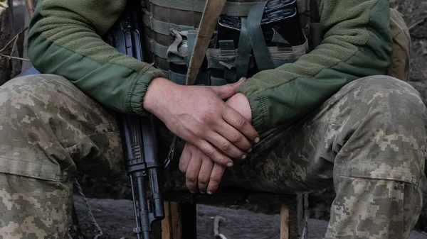 Donbass Donetsk Region Ukraina September 2019 Soldater Ukrainska Armén Fronline — Stockfoto