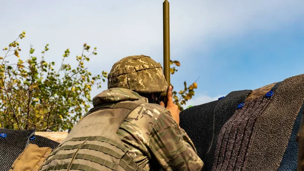 Donbass Gebiet Donezk Ukraine September 2019 Soldaten Der Ukrainischen Armee Stockbild