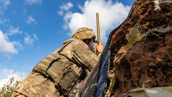 Donbass Gebiet Donezk Ukraine September 2019 Soldaten Der Ukrainischen Armee Stockbild