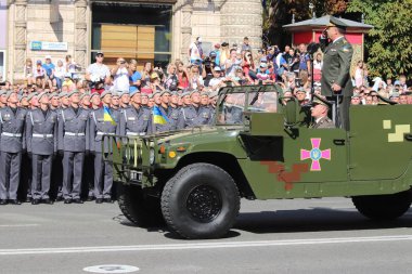Kyiv, Ukrayna - 24 Ağustos 2018: Kyiv, Ukrayna 'nın bağımsızlığının 27. yıldönümünde 24 Ağustos' ta bir askeri geçit törenine ev sahipliği yapıyor. 