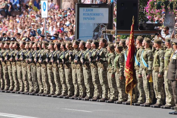 Киев Украина Августа 2018 Года Киеве Проходит Военный Парад Посвященный — стоковое фото