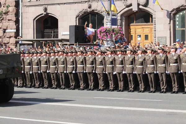 Kiev Ucrânia Agosto 2018 Kiev Realiza Desfile Militar Vigésimo Sétimo — Fotografia de Stock