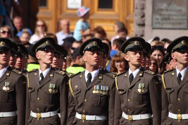 Kiev Ucrânia Agosto 2018 Kiev Realiza Desfile Militar Vigésimo Sétimo — Fotografia de Stock