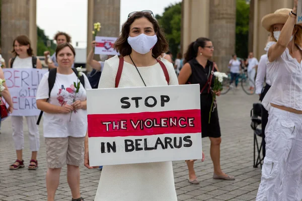 Berlin Deutschland 2020 Frauenprotest Gegen Polizeigewalt Und Lukaschenko Regime Weißrussland — Stockfoto