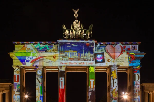 Berlin Németország 2020 Szeptember Berlini Fények Fesztiválja Koronavírus Idején Brandenburgi — Stock Fotó